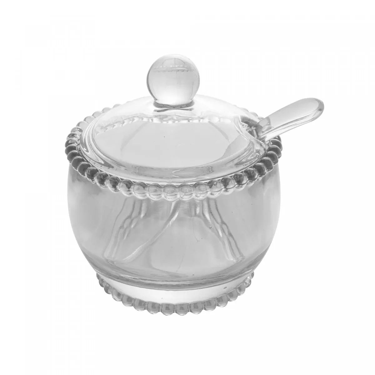 AÇUCAREIRO DE CRISTAL CHUMBO C/COLHER PEARL 10X11CM - WOLFF