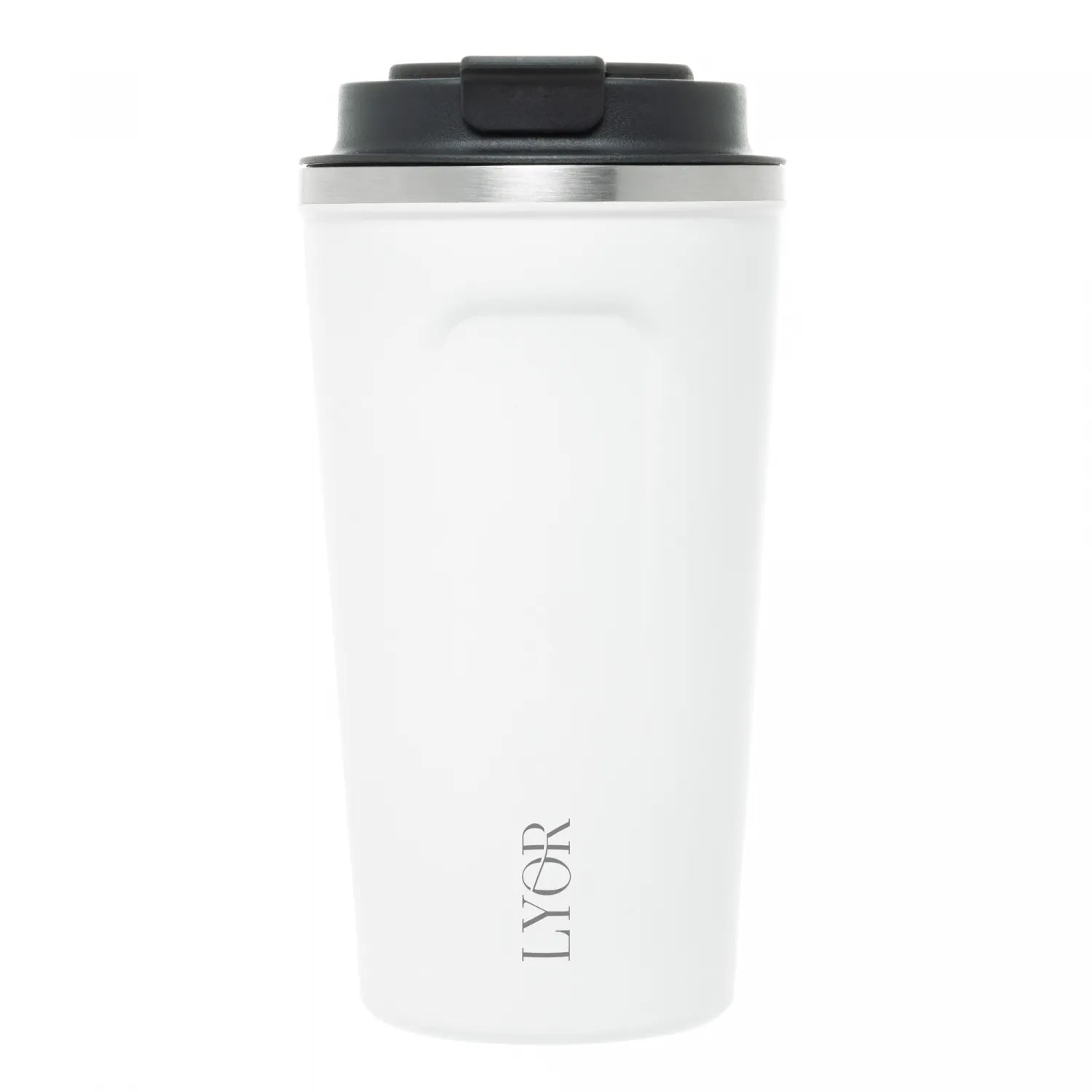 COPO TERMICO DE ACO INOX PAREDE DUPLA C/TAMPA E TERMOMETRO MOTION BRANCO 500ML - LYOR