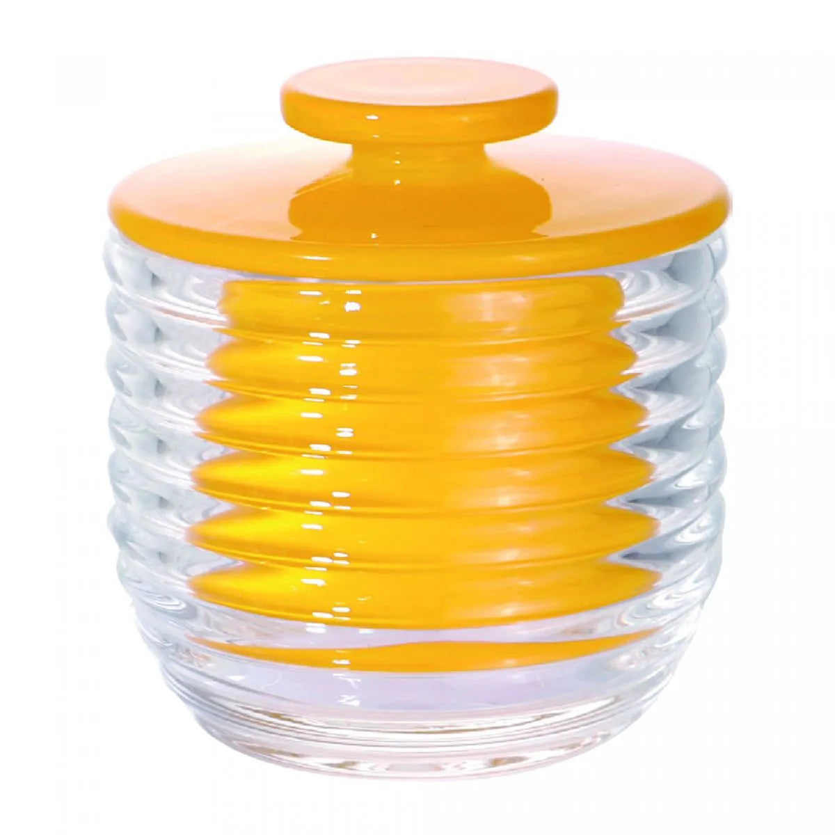 MANTEIGUEIRA FRANCESA DE VIDRO COLMEIA AMARELA 9,5X9,5X8CM - LYOR