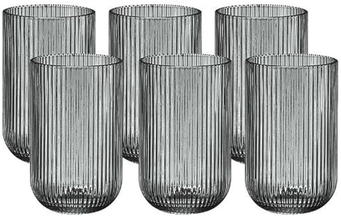 JOGO COPOS CAMERATTA EM VIDRO CINZA C/ 6 PÇS 425ML - FULL FIT