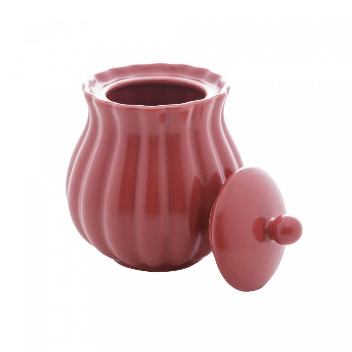 AÇUCAREIRO DE PORCELANA PÉTALA VERMELHO MATT 10,5X8,5CM - WOLFF