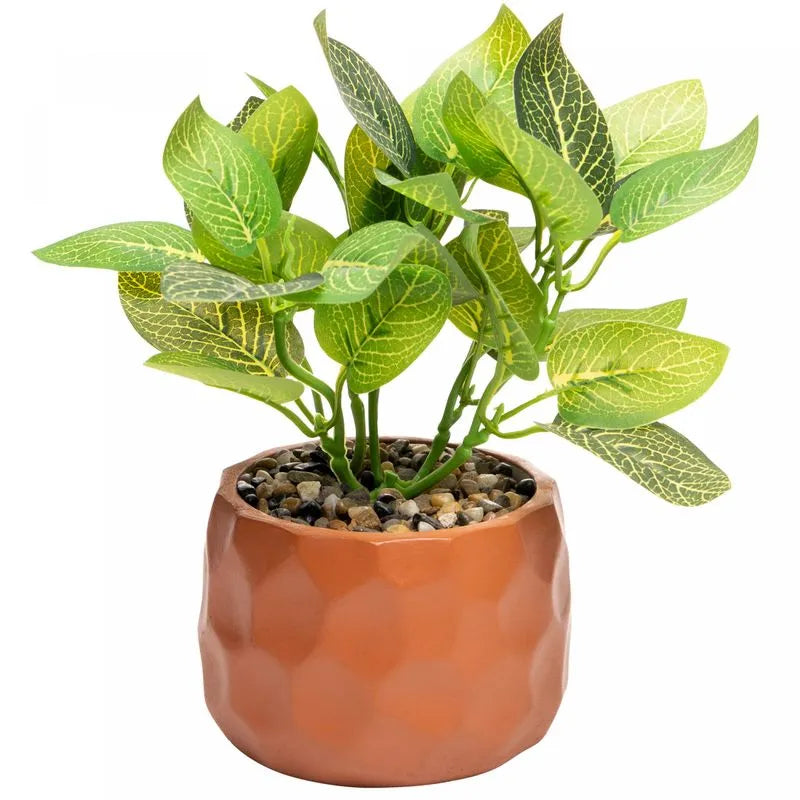 CACHEPOT DE CIMENTO COM PLANTA ARTIFICIAL PRISMA MARROM 11X22CM - WOLFF