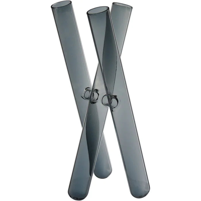 VASO DECORATIVO ENFEITE TUBOS  BOROSSILICATO FUME 23X11X11CM HOME&CO - GS