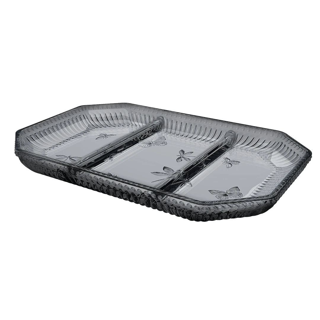 PETISQUEIRA COM 3 DIVISORIAS PEQUENOS VOADORES EM VIDRO FUME 21,6X14,2X2CM - FULL FIT