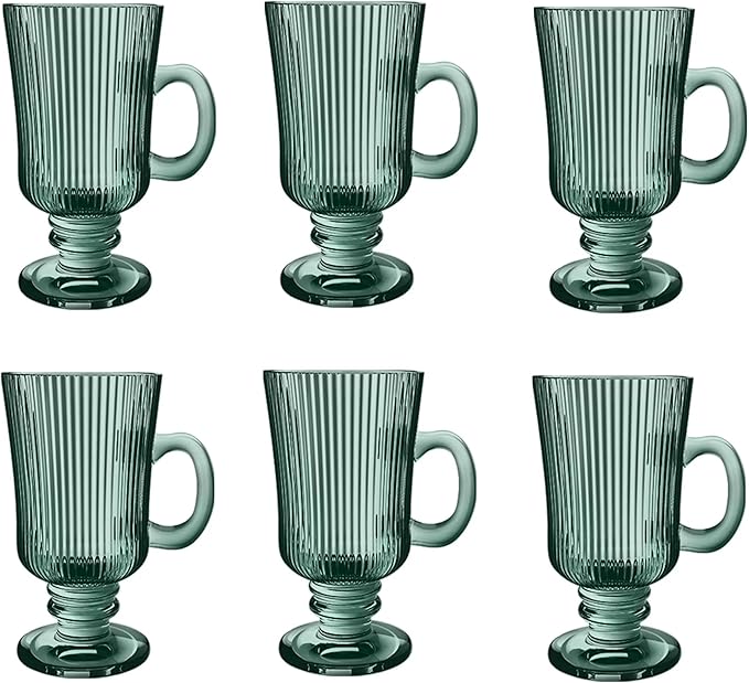 JOGO XICARAS IRISH COFFEE CAMERATTA EM VIDRO VERDE C/ 6 PÇS 230ML - FULL FIT