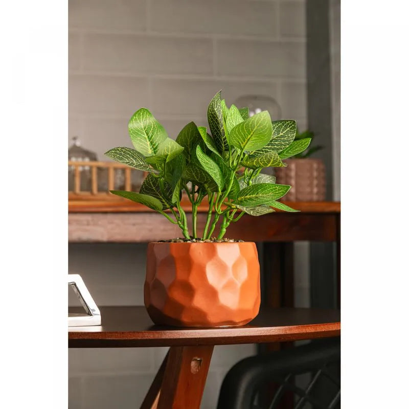 CACHEPOT DE CIMENTO COM PLANTA ARTIFICIAL PRISMA MARROM 11X22CM - WOLFF