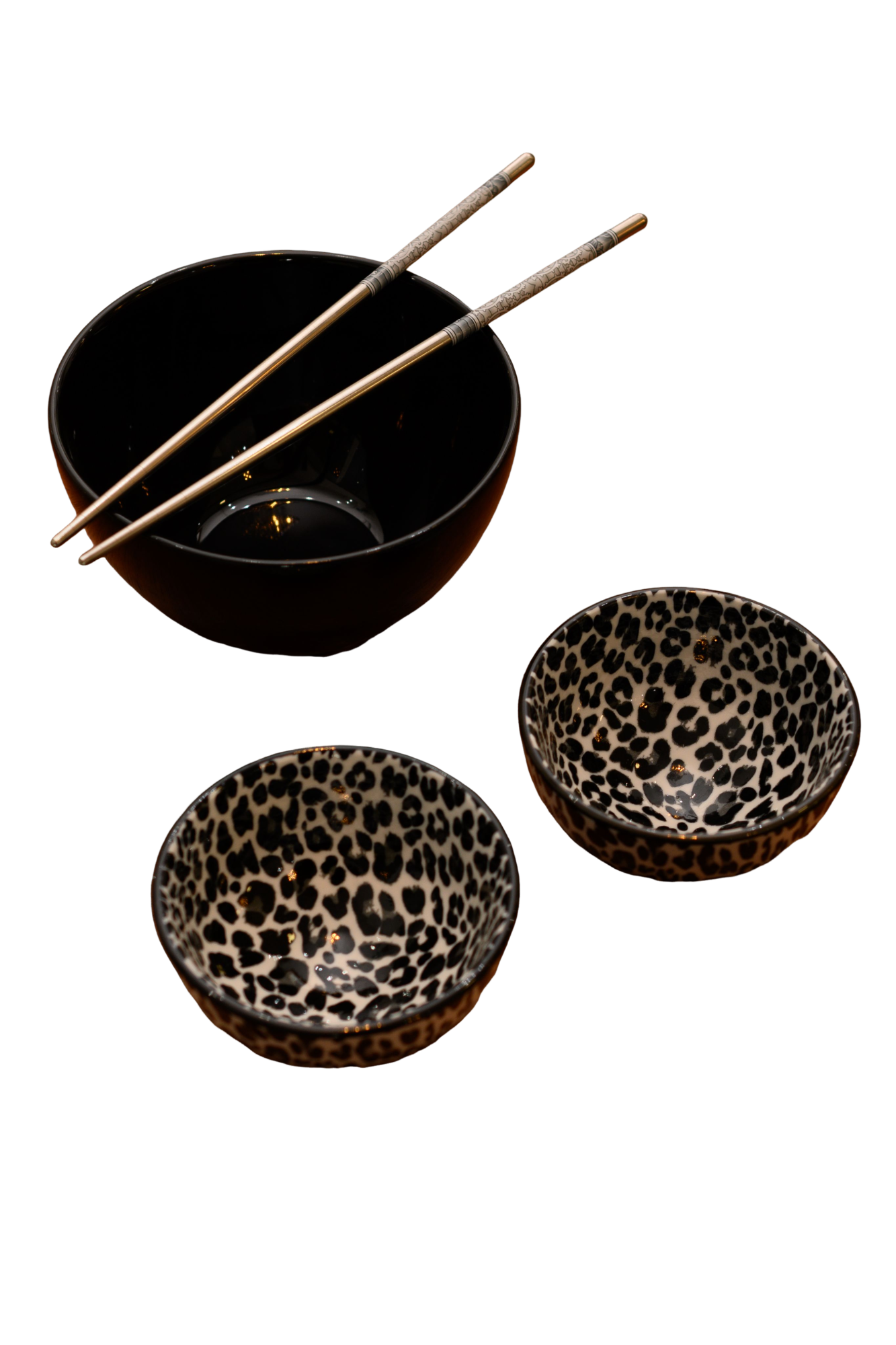KIT COREANO RAMEON BOWL DE VIDRO OPALINO DIWAL BLACK MINI BOWL PORCELANA ESTAMPA DIVERSA 4PÇS - DBL