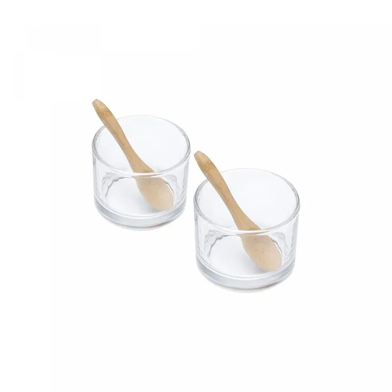KIT 2 POTES DE VIDRO C/2 COLHERES DE BAMBU 7X5CM - LYOR