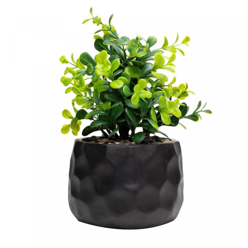 CACHEPOT DE CIMENTO COM PLANTA ARTIFICIAL PRISMA PRETO 10X29CM - WOLFF