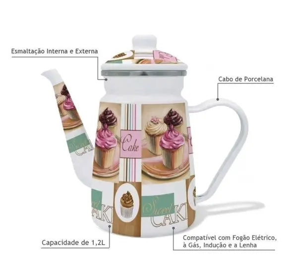 BULE ESMALTADO CAKE VINTAGE 1,2 LITROS - A5 IMPORTADORA