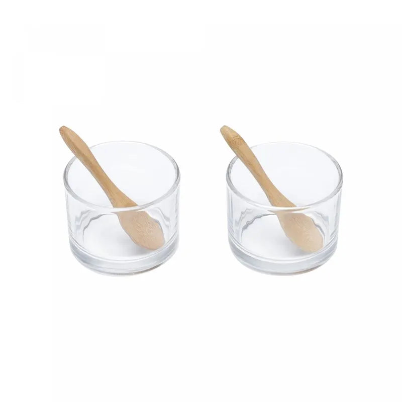 KIT 2 POTES DE VIDRO C/2 COLHERES DE BAMBU 7X5CM - LYOR
